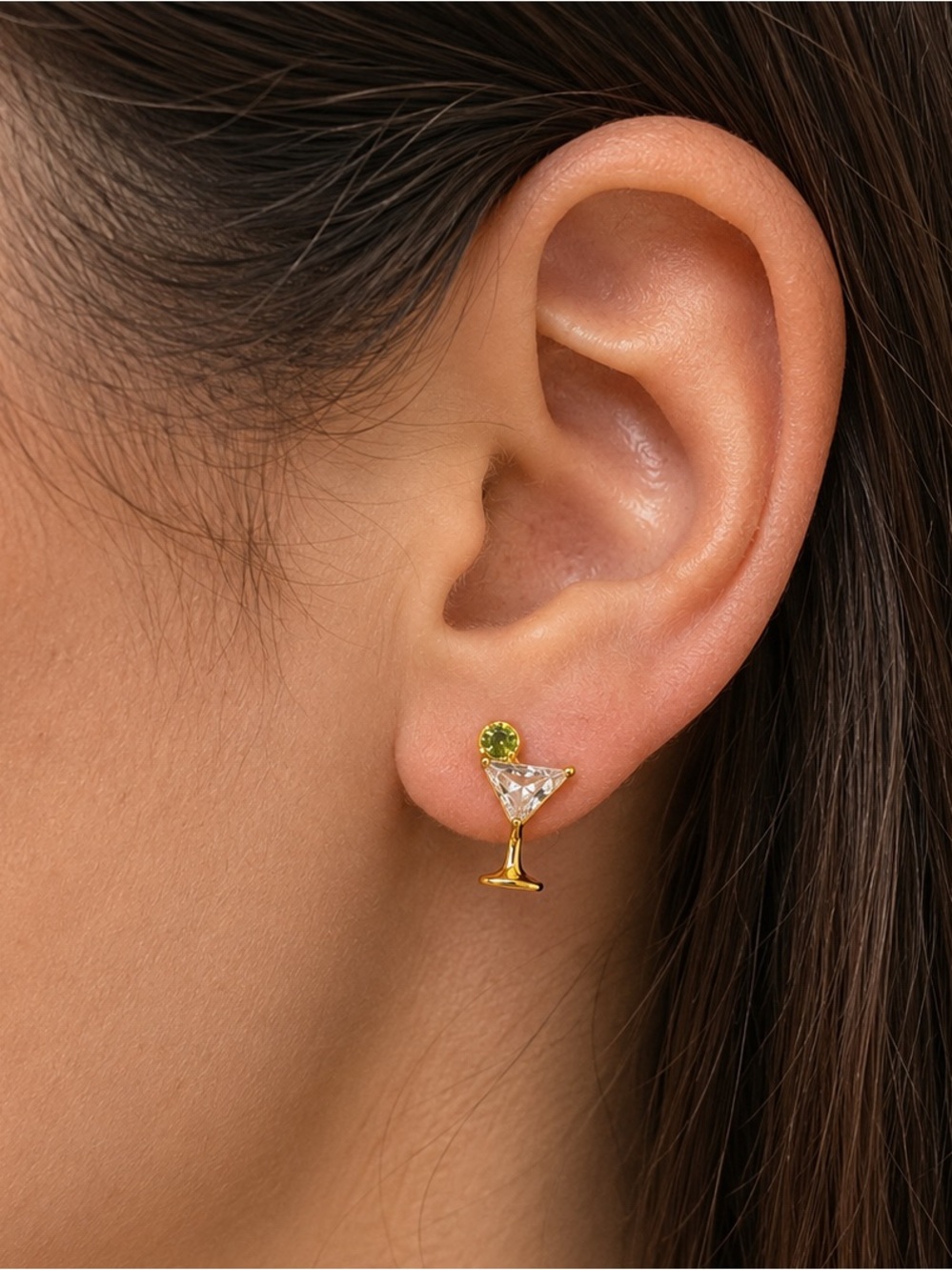 NWOT✨ Kate Spade Martini Glass CZ Stud Earrings Gold Tone